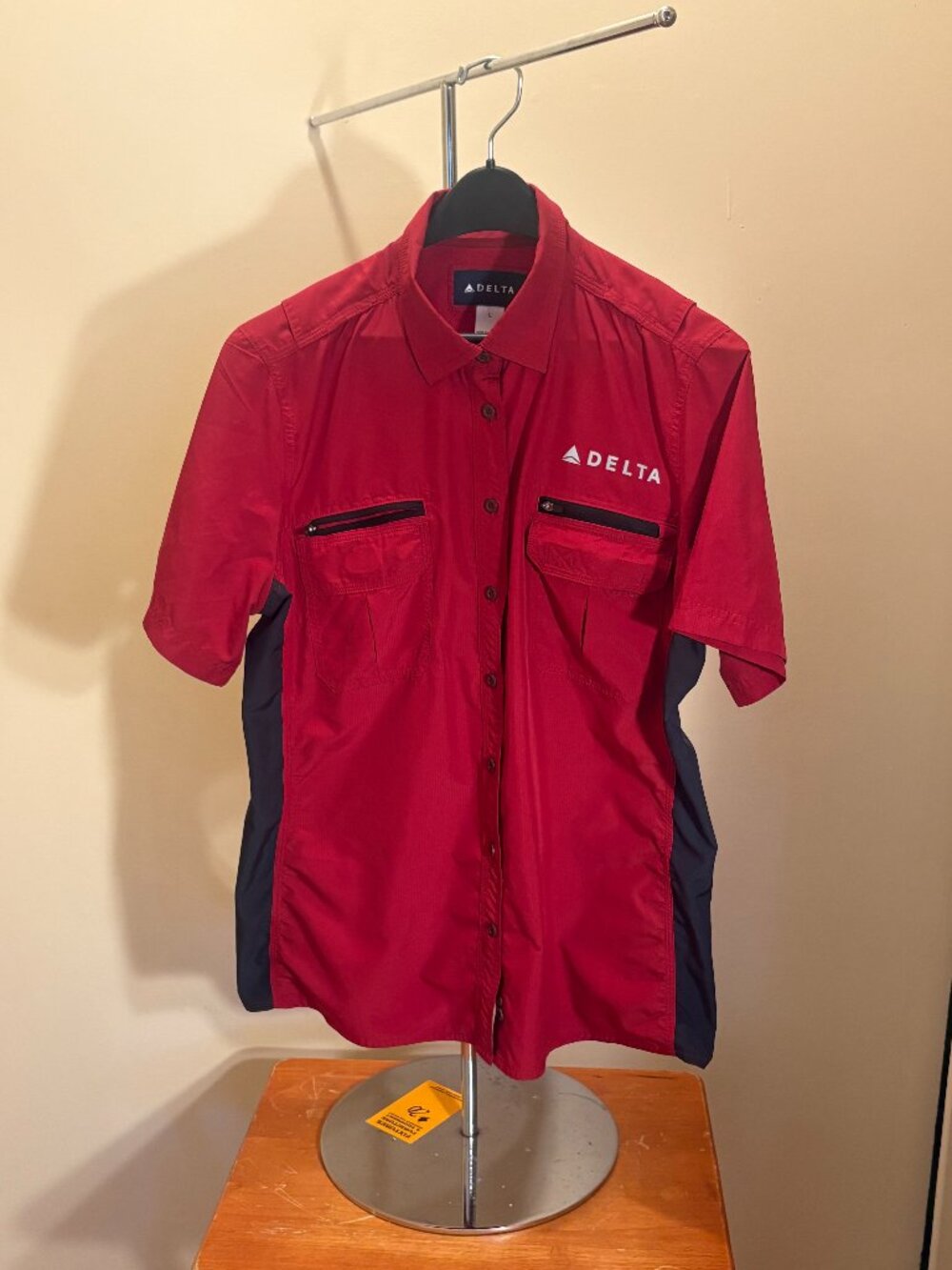 Delta Airlines Red Short Sleeve Button Front Work Shirt